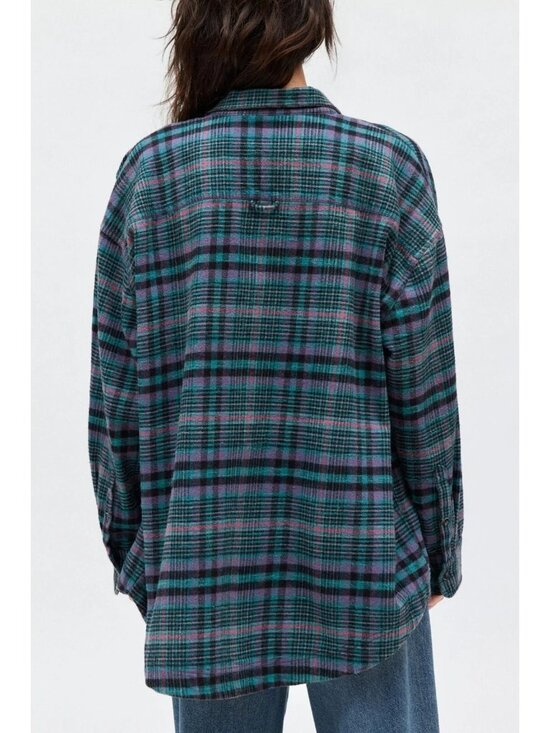 BDG Flannel Shirt Size XS Oversized Plaid Button Front Long Sleeve Green Preppy - Picture 2 of 9